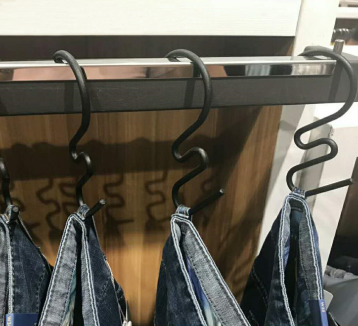 New S Shaped Pants Hook Clothing Metal Jeans Casual Pants Clothes Hook Pants Hook Bent Black Baking Paint Stick