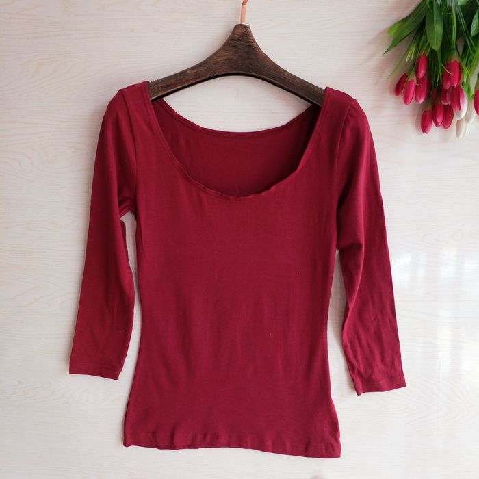 Bộ đồ ngủ của cô Modal Qiuyi cổ tròn lớn phần mỏng chạm đáy áo sơ mi mềm mại và thoải mái kéo dài tay áo dài đồ lót hàng hiệu