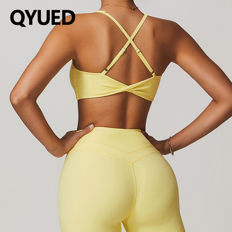 European and American Style Brushed Tight-Fitting Backless Yoga Bra for Women, Running Fitness Sports Bra, Yoga Outerwear Top, Adjustable