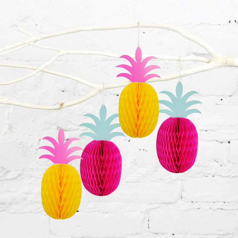 Summer Birthday Party Decorations Adults Fruit Themed Children Pineapples Paper Flowers Balls Honeycomb Balls Pull Flowers Hanging Accessories Hanging Accessories