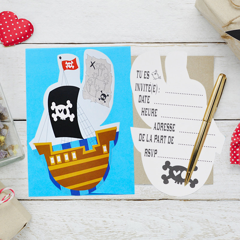Pirate Themed Children Boy's Birthday Party Banquet Cartoon Print Invitation Letter Invitation Letter Please Cambodia Please post