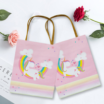 Unicorn Pink Unicorn Children Themed Birthday Gift Cute Cartoon Gift Bag Paper Bag Small Number Girl