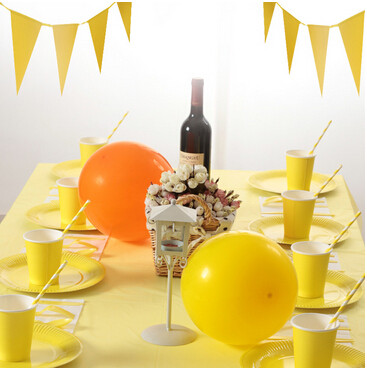 Yellow Ensemble Pure Color Themed Birthday Party Table Arrangement Decoration Items Adult Children Suits