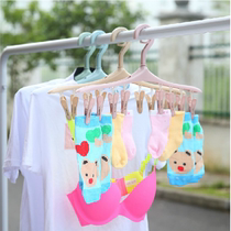 Creative clip hanger plastic non-slip hanger adhesive hook underwear socks clothesers windproof multifunctional drying rack