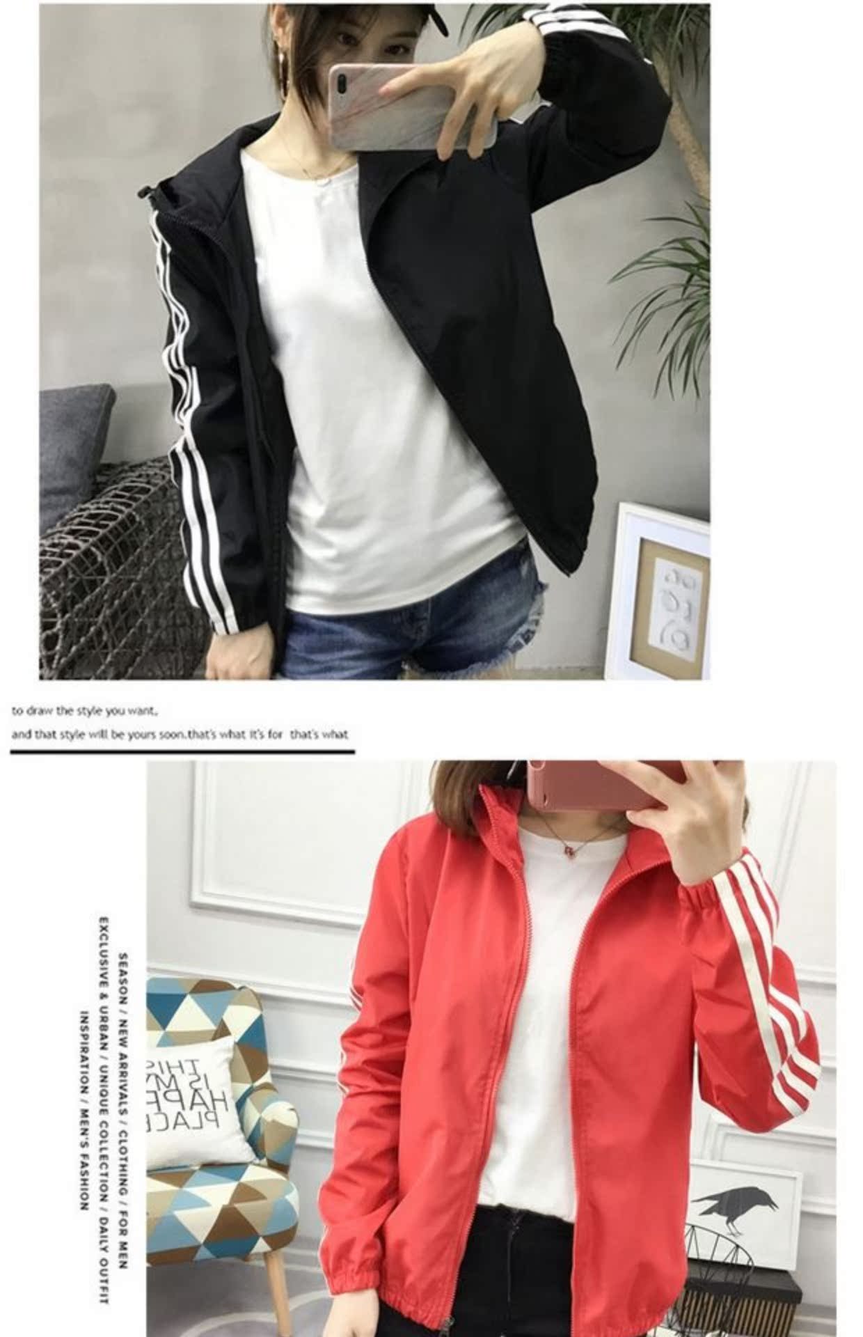 Cặp đôi bf phong cách Harajuku áo ngắn nữ 2018 thủy triều mùa xuân và mùa thu mới mặc áo sơ mi thể thao sinh viên Hàn Quốc hoang dã áo khoác chống nắng nữ