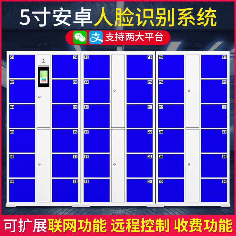 Supermarket Barcode Electronic Placing Cabinet Face Recognition Intelligent Deposit Fingerprint Mobile Phone Charging Cabinet WeChat Charges Storage
