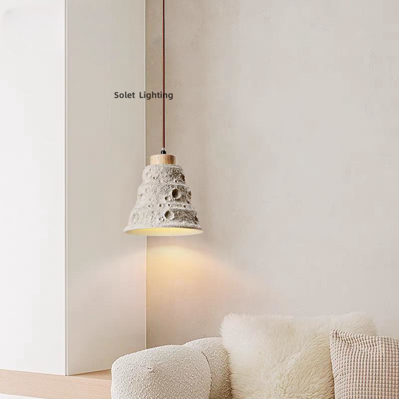 Japanese-Style Rustic Wabi-Sabi Micro-Cement Small Pendant Light Nordic Retro Dining Room Bar Homestay Bedroom Bedside Lamp
