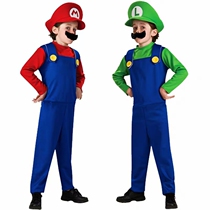 Mario costume pro-children 61 children to play Super Mary stage suit cosplay corner color play