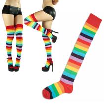 Women Thigh Stockings Rainbow Stripped High Over the Knee So
