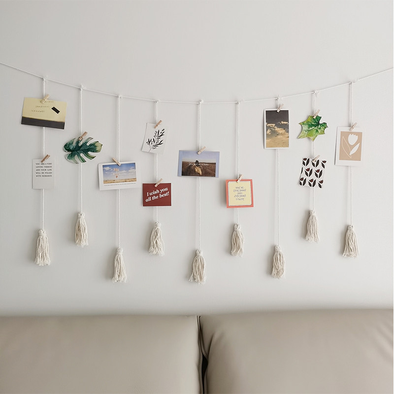Nordic Ins Wind Photos Wall Display Rope Tapestry Personality Wall Bedroom Bedside Background Plate Clips Decorate Min-Taobao