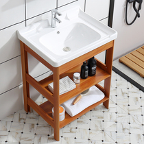 Washbasin ceramic floor-standing basin bathroom bathroom simple balcony pool wall-mounted washbasin bracket space aluminum