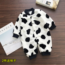 Baby Fallan Suede One-piece Clothing Newborn Clothes Baby Sleepwear Spring Autumn Winter Thickened Coral Suede Warm Spring Clothing