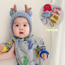 Baby hat autumn and winter cute super cute baby wool line cap male and female child winter warm baby protective ear cap thickened