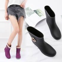 Fashion Han Edition Rain Shoes Woman in Cylinder Water Boots Rain Boots Womens Water Shoes Rubber Sleeves Shoes Non-slip Rain Waterproof Trendy Shoes