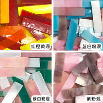 One kilogram 1x2cm Mica transparent transparent transparent glass strip DIY art handmade Candlestick colored glass glass