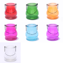 Transparent colorful glassware DIY mosaic handmade candlelight dinner bottom embryo material small lantern