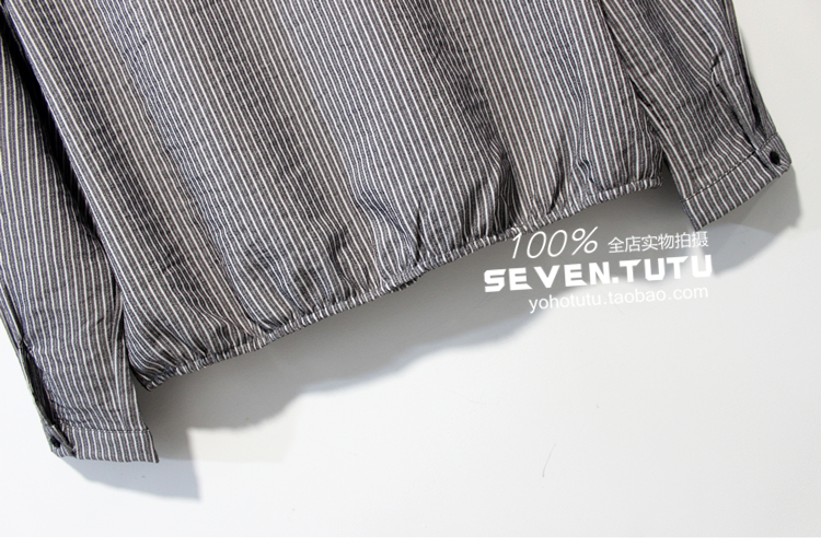YUN 韫 chính hãng mùa xuân và mùa thu 2019 của phụ nữ cotton và vải lanh nhỏ ve áo dài tay の sọc dọc áo cánh mỏng - Áo sơ mi dài tay sơ mi dài tay nữ cách điệu