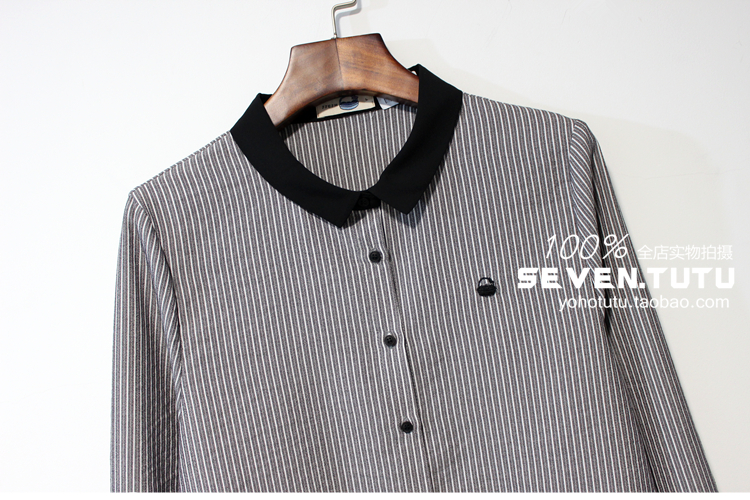 YUN 韫 chính hãng mùa xuân và mùa thu 2019 của phụ nữ cotton và vải lanh nhỏ ve áo dài tay の sọc dọc áo cánh mỏng - Áo sơ mi dài tay sơ mi dài tay nữ cách điệu