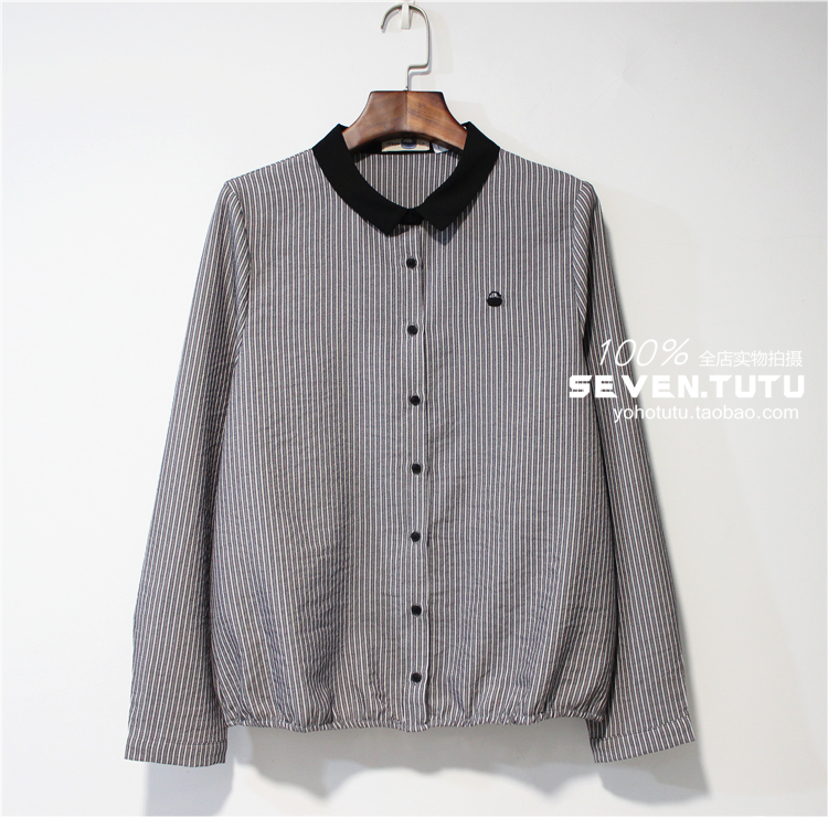 YUN 韫 chính hãng mùa xuân và mùa thu 2019 của phụ nữ cotton và vải lanh nhỏ ve áo dài tay の sọc dọc áo cánh mỏng - Áo sơ mi dài tay sơ mi dài tay nữ cách điệu