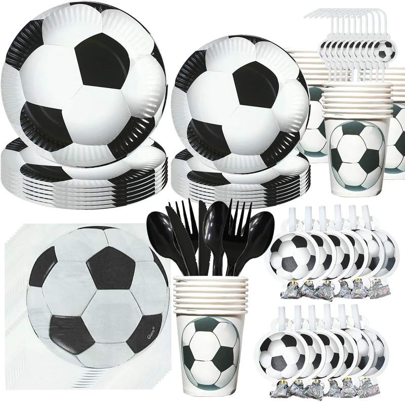 World Cup Football Children's Birthday Party Set Cartoon Cake Disposable Paper Cups Paper Plates Tissue Paper Candy Box
