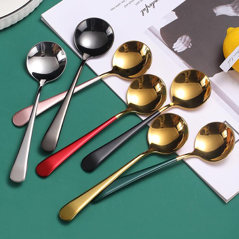 Net Red Creativity 304 Stainless Steel Small Soup Spoon Cute Coffee Spoon Sweet Spoons Fruit Fork Home Lovers Little Spoon