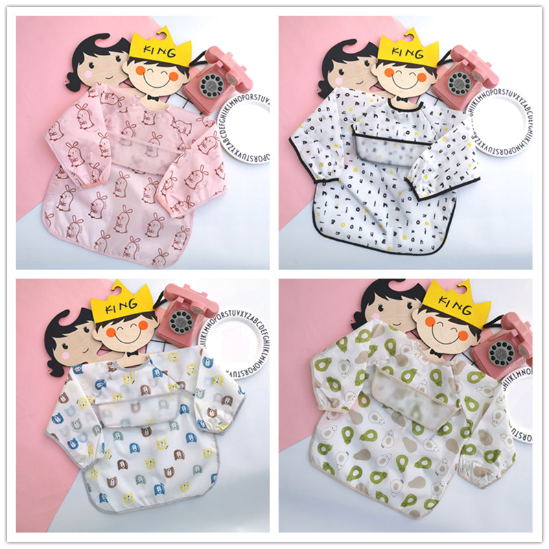 Long sleeve baby eating surrounding pocket waterproof baby eating surrounding pocket children ultra soft cover clothes saliva towel child food for eating around