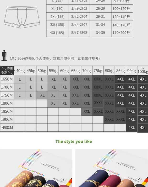 4 chiếc quần lót nam modal tóm tắt cotton mid-eo thanh niên lụa băng bốn góc quần thoáng khí mềm mại - Giữa eo quần lót nữ thun lạnh