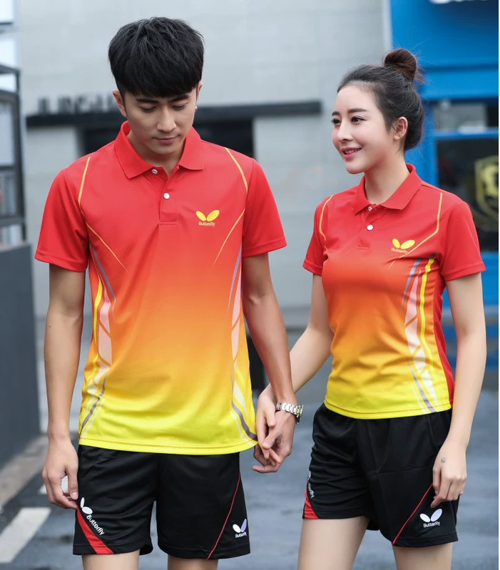 2021 New Butterfly / Butterfly Bateball Quần áo Quần áo Suit Men and Women Summer Short-Tay áo ngắn Sấy khô Thể thao Jersey