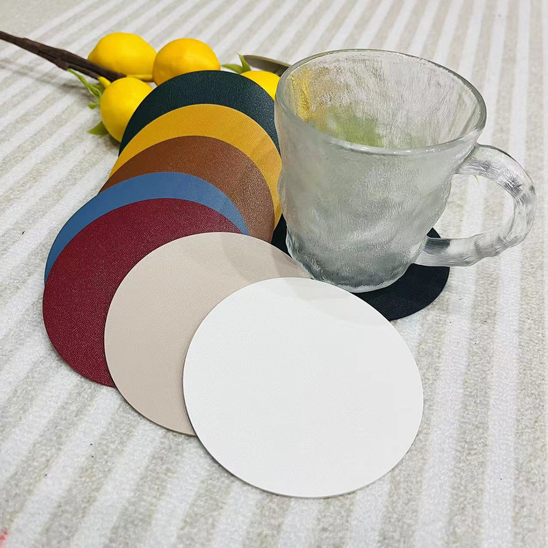 5 Double-Sided Pvc Artificial Leather Water Cups, Coffee Cups, High-End Coasters, Leather Insulation Pads, Vase Bottles, Leather Pads, Tea Pads