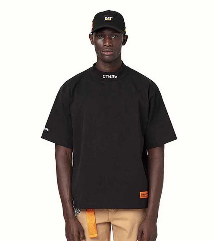 Heron Preston 22Ss Half-High Collar Embroidered Base Shirt Short-Sleeved Men's Hp Crane Loose T-Shirt Women's