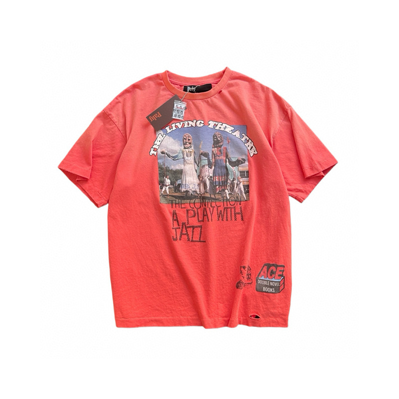 Nfl Players Wear Paly Limited Edition Short-Sleeve Faded Orange-Red Spray-Washed Vintage Loose-Fit Pure Cotton Trendy Shirts