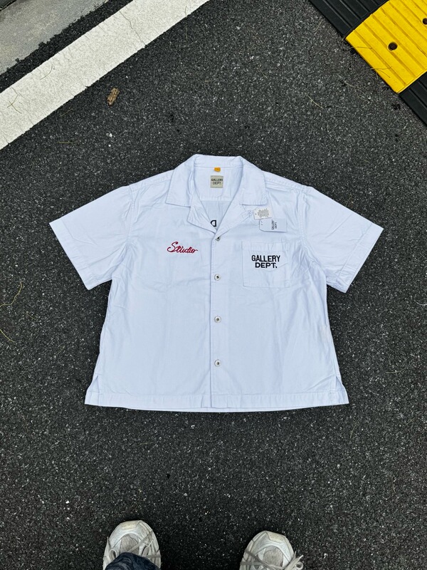 Gallery Dept Embroidered Workwear Canvas Heavy Fabric 300g Short-Sleeve Shirt High Street Unisex Style Gallery Dept Embroidered Workwear Canvas Heavy Fabric 300g Short-Sleeve Shirt High Street Unisex Style