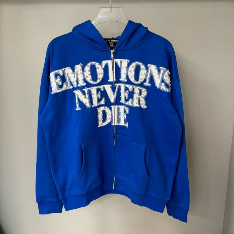 Mixed Emotion Christmas Limited Edition Hot-Stamped Cardigan Jacket for Men and Women, Loose Casual Hooded Sweatshirt