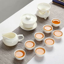 Complete set of kung fu tea set household small set white porcelain teapot Cup simple modern tea set