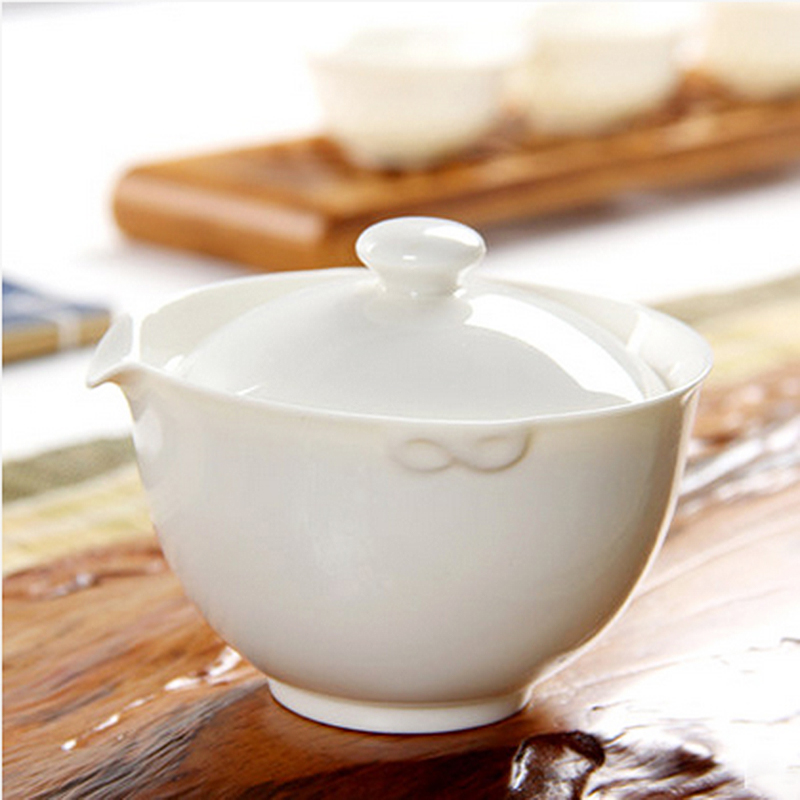 Defied white porcelain hand grip jug lid bowl cup tea cup big number tea bowl 3-only cover bowl Ru kiln tea tea tea tea tea tea lid bowl-Taobao