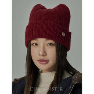 Rabbit Fur and Wool Blend Cat Ear Hat, Thickened for Autumn and Winter, Warm Ear Protection Knitted Hat, Face-Slimming Beanie, Cold Weather Hat