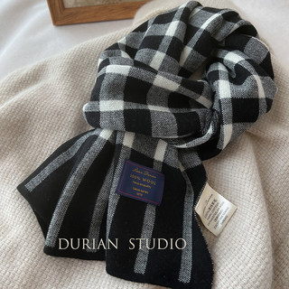 Max Boyfriend Style ins Australian Wool Pure Wool Plaid Scarf Men's Winter Couple Women's Gift Box Scarf