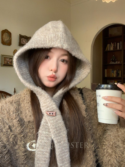 One Hat, Two Uses: Knitted Hat for Women, Winter Thickened Warm Woolen Hat, Large Head Circumference, Makes Face Look Smaller, Ear Protection Hat, Head-Covering Hat