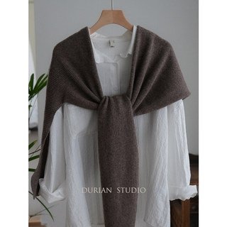 Selected 100% Australian Wool Melard Irregular Shawl for Autumn and Winter, Unisex Neck Warmer, Solid Color Scarf for Outerwear