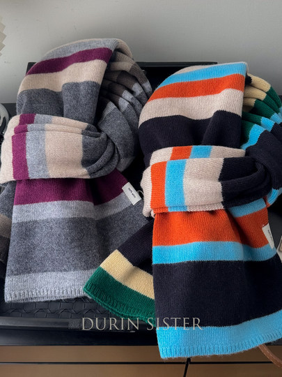 Selected 100% Australian pure wool rainbow scarf wool long colorful stitching warm scarf shawl