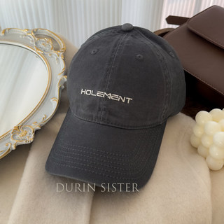 The Fit Is Perfect! so Korean-Style! Navy Blue Letter Embroidery Hol Baseball Cap for Women, Wide Brim, Makes the Face Look Smaller