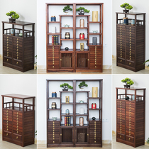 Solid Wood Dobao Pavilion antique frame antique frame Chinese antique mahogany partition Puer Tea Cake Tea storage display cabinet