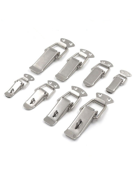 Stainless Steel Buckle Spring Lock Catch Buckle Fixed Toolbox Box Fasteners Door Latch Door Bolt Tension Small Shackle Various