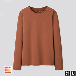 Uniqlo 【Модель дизайнерского сотрудничества】 Женская одежда Heattech Cotton Bellsed Cround Shem Fit (длинная рукав) 432640