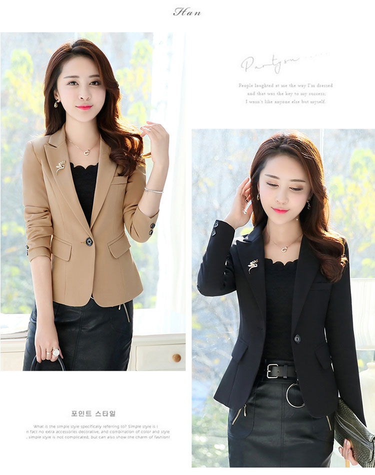 Áo xuân 2018 thời trang Hàn Quốc phiên bản tự trồng khí chất hoang dã rắn màu nhỏ phù hợp với áo dài tay nhỏ hoa nữ thủy triều vest đen nữ