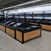  Supermarket Yonghui steel wooden vegetable and fruit display shelf Convenience store fresh fruit and vegetable shelf Nakajima stacking cabinet
