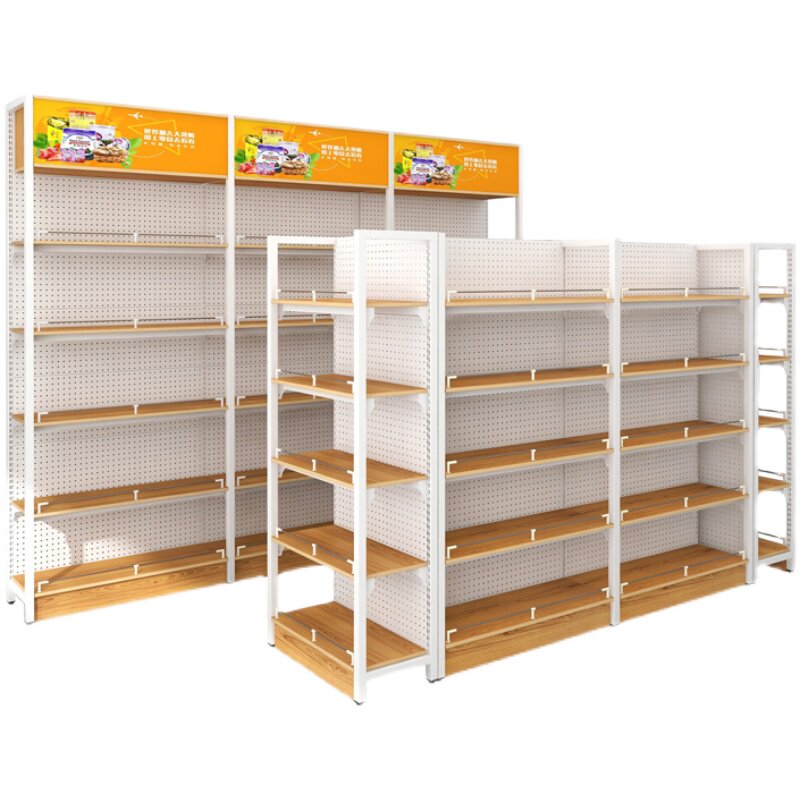 Steel wood supermarket shelf convenience store snacks mother and baby stationery store department store display rack single-sided cigarette hotel rack
