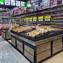  Fresh supermarket fruit store vegetable rack pile head Nakajima fruit rack display rack Stainless steel double-layer fruit and vegetable rack