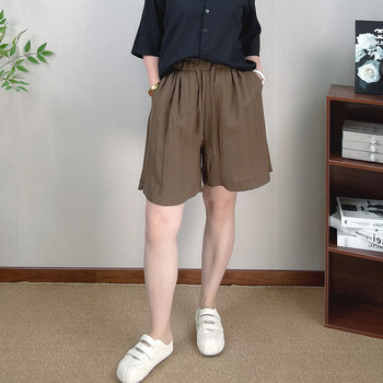 Tencel linen wide leg shorts women's summer thin large size
