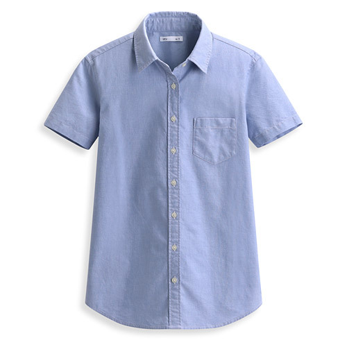 2025 Spring/Summer Pure Cotton Oxford Shirt Women's Short-Sleeved Workwear Solid Color White Loose College Style Shirt Women's Plus Size